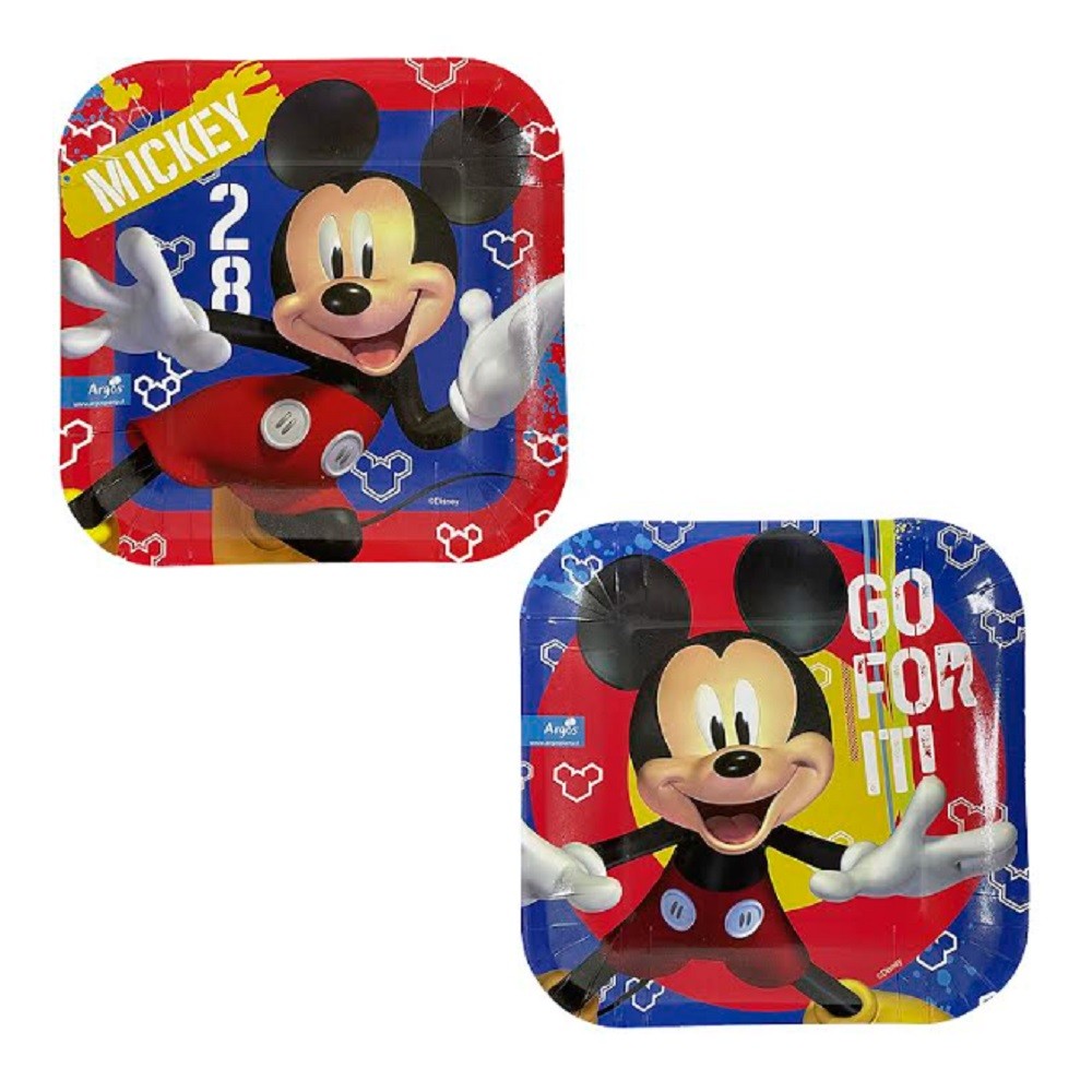 Plato Cuadrado Mickey Mouse x 6