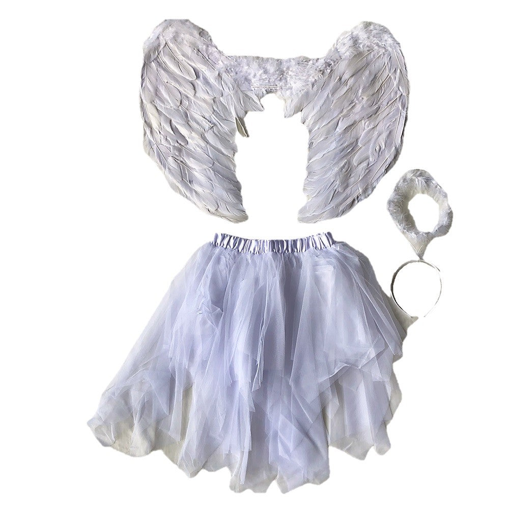 Set Disfraz Falda Aureola Alas Adulto