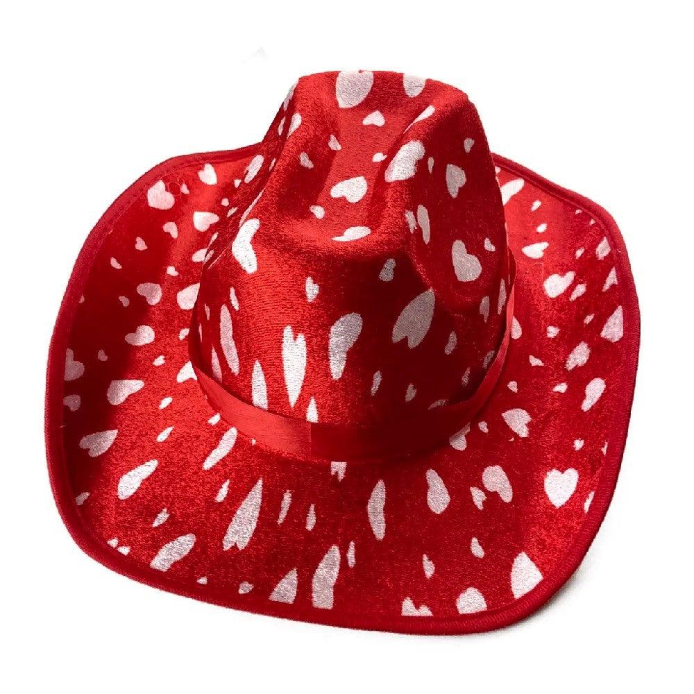 Gorro Vaquero Corazones Rojo