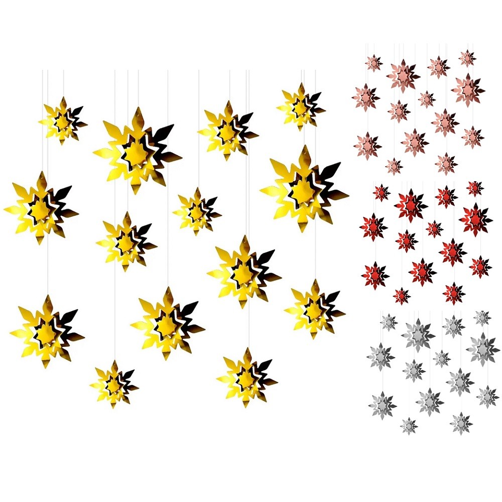 Deco Colgante Copos de Nieve Metálico 14 un