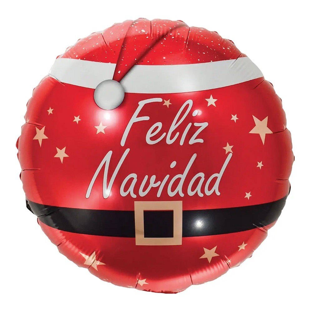 Globo Metálico Redondo Feliz Navidad
