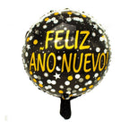 Globo Redondo Feliz Año Nuevo Negro Dorado