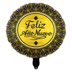 Globo Redondo Feliz Año Nuevo Negro Dorado