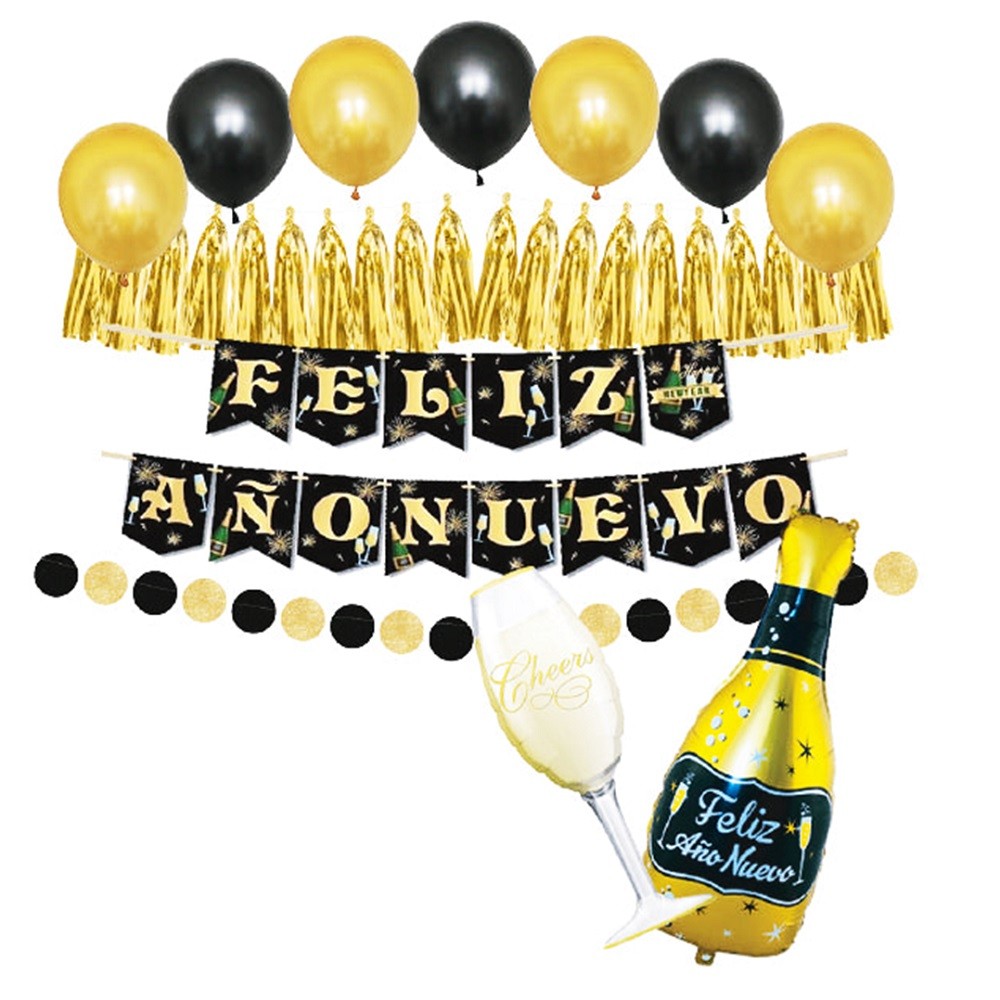 Set Decoración Globos y Guirnaldas Año Nuevo