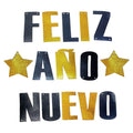 Guirnalda Feliz Año Nuevo Letras Negro Dorado