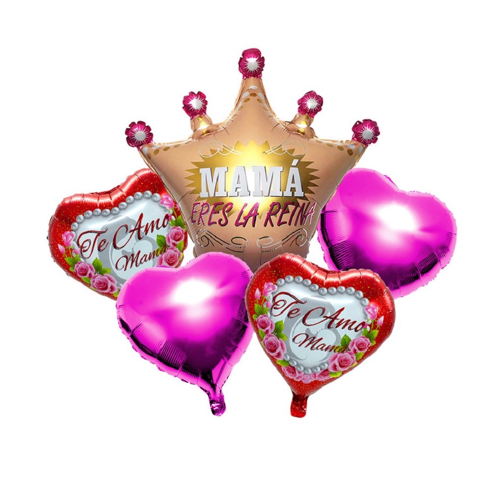 Set 5 Globos Te Amo Mamá Corona