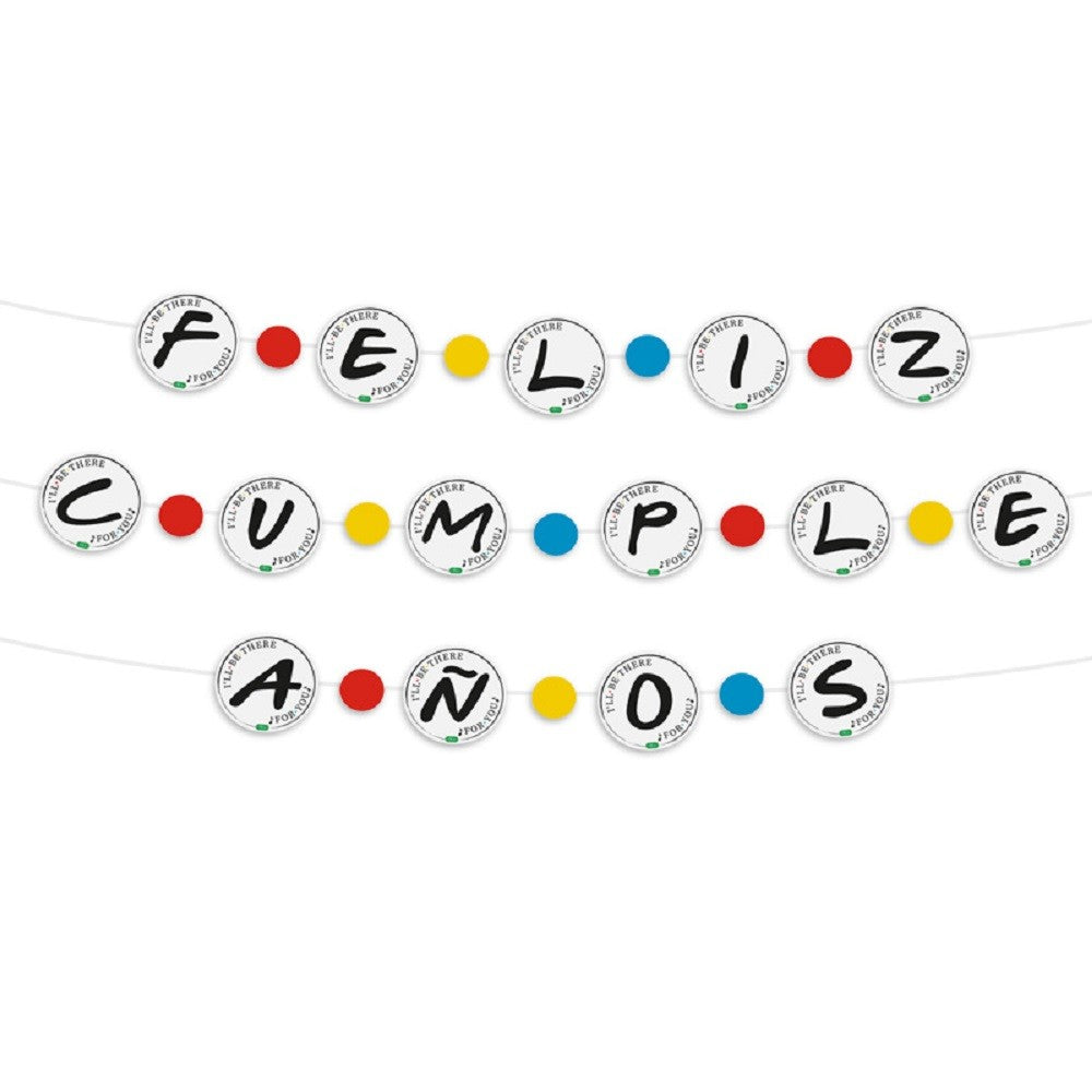 Guirnalda Feliz Cumpleaños Retro Friends
