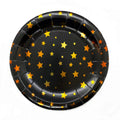 Plato Metalizados Negro Estrellas Doradas 18 cm x 6