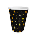 Vasos Metalizados Negro Estrellas Doradas x 10