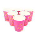 Vasos Fucsia Estrellas y Lunares Dorados x 6