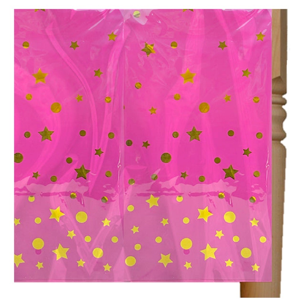 Mantel Fucsia Estrellas y Lunares Dorados