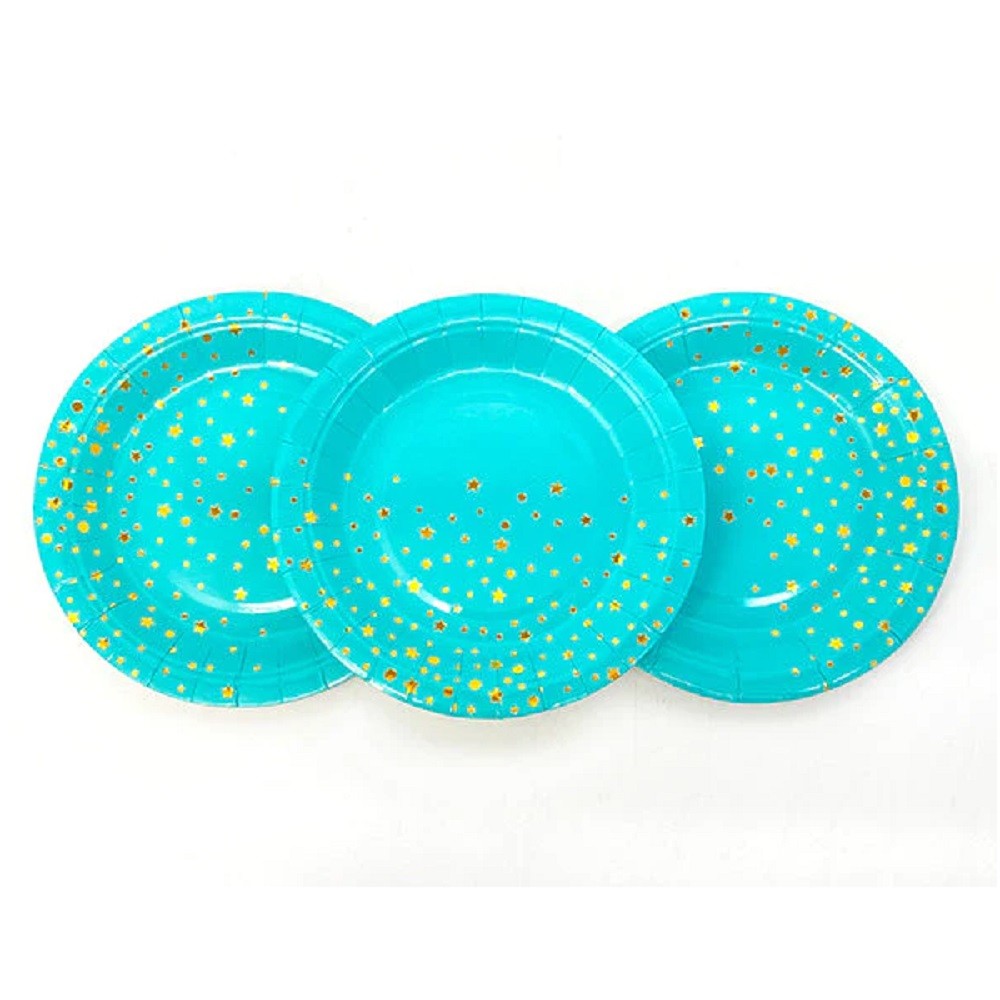 Platos Calipso Estrellas y Lunares Dorados x 6