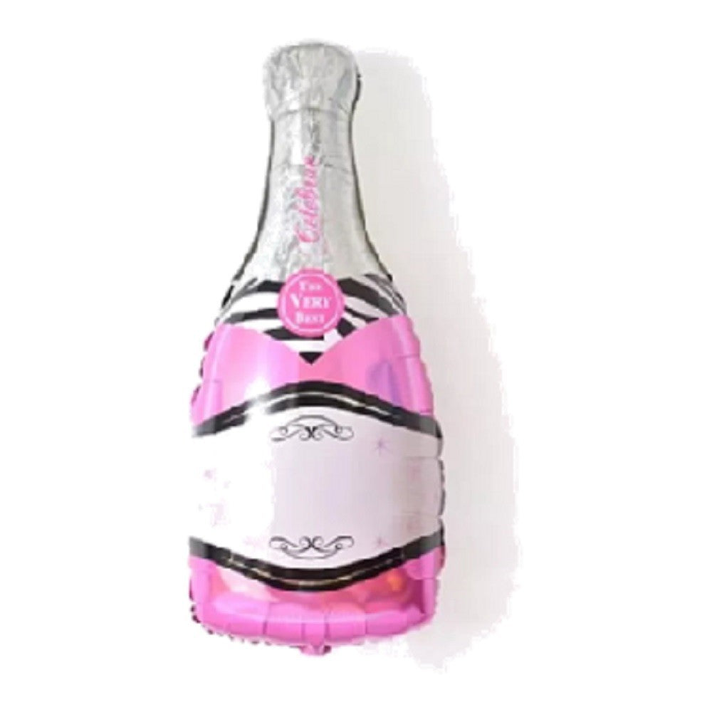 Globo Metálico Botella Champaña Rosada