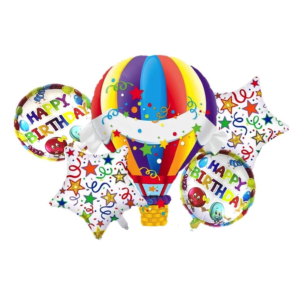 Set 5 Globos Metálicos Globo Aerostático | Decoración Cumpleaños