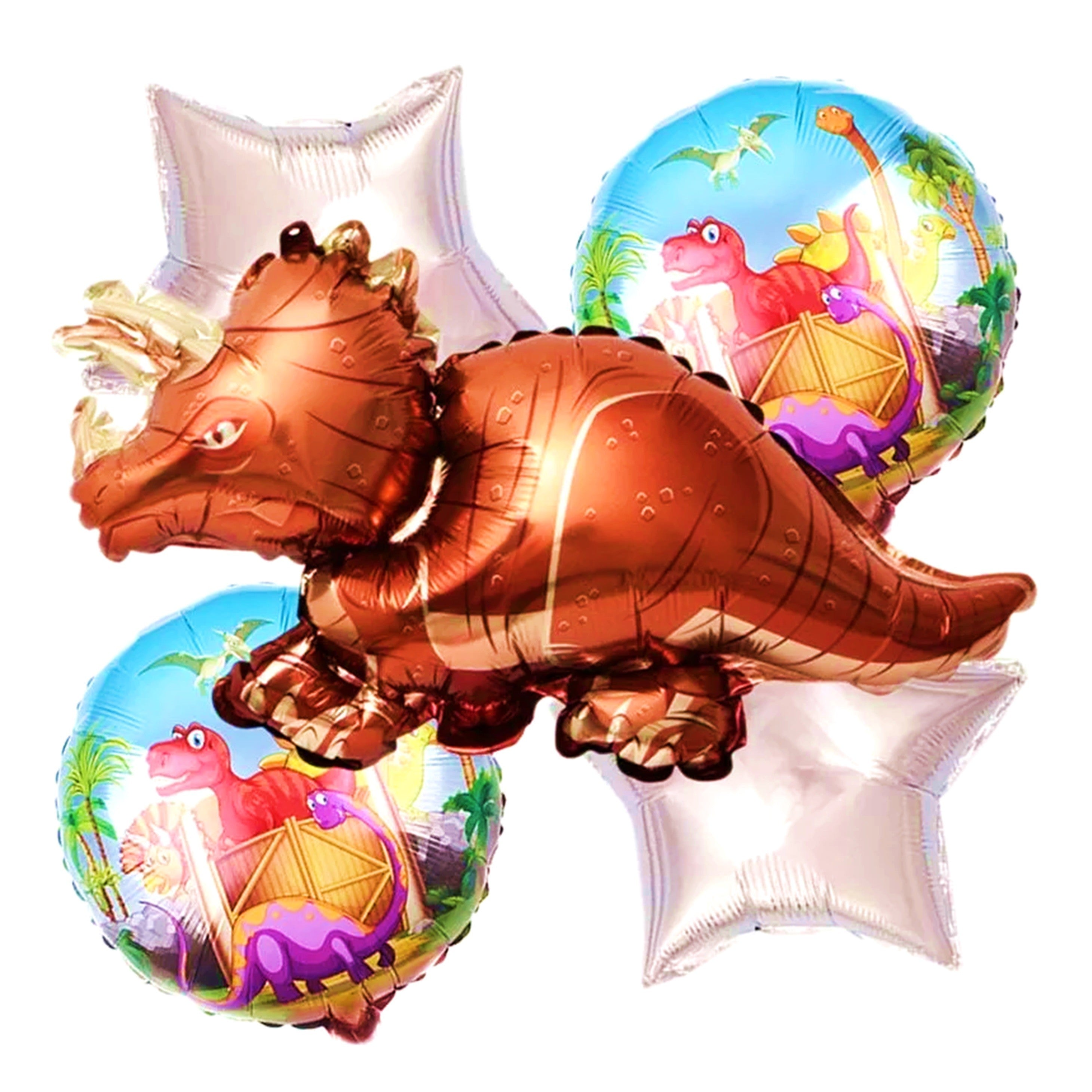 Set Globos Metálico Dinosaurio Triceratops