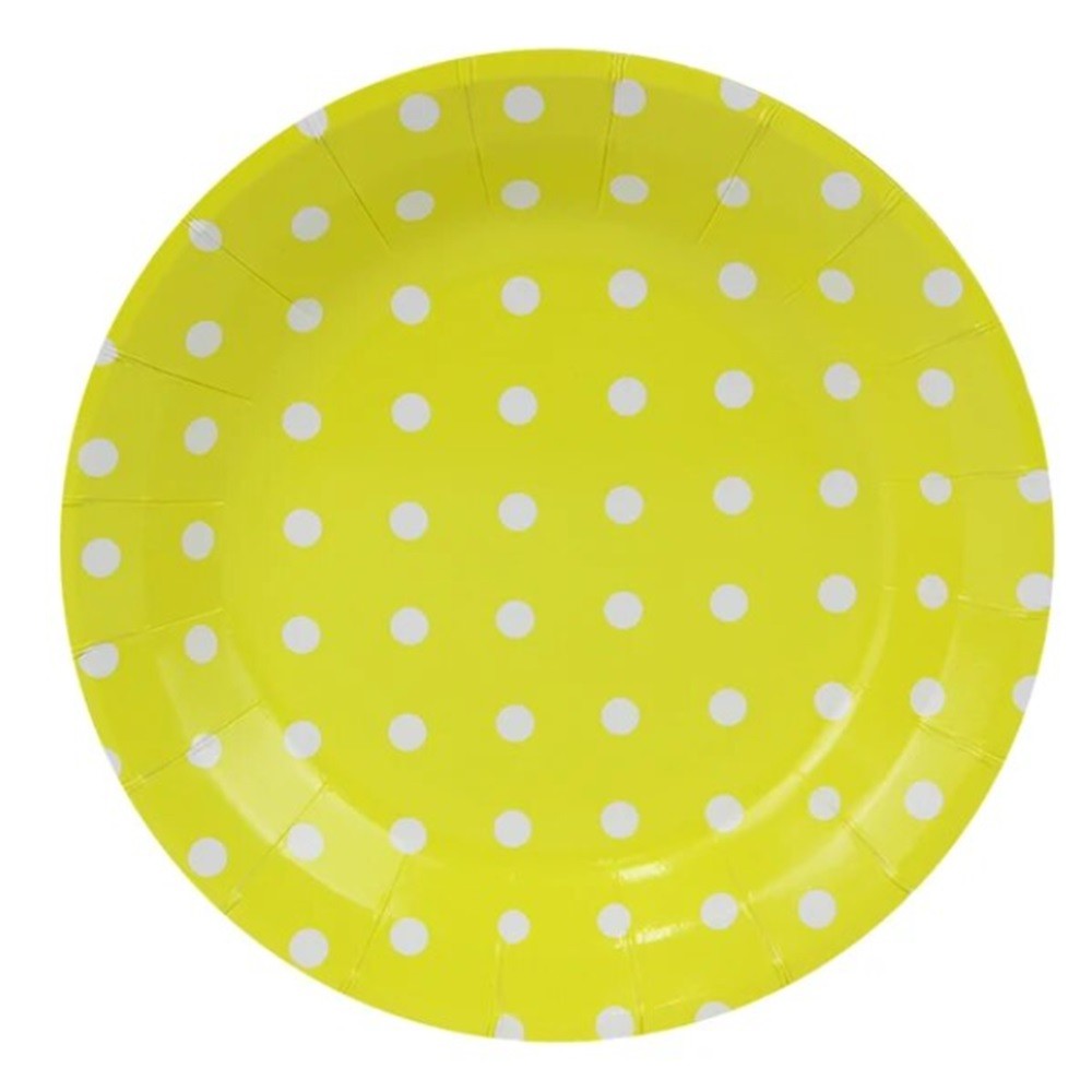 Plato Cartón Lunares x 10 Colores