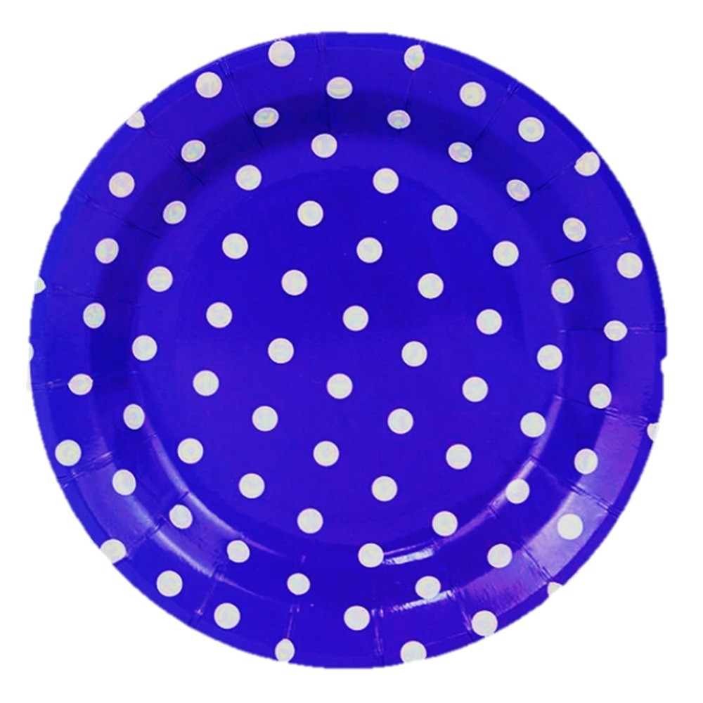 Plato Cartón Lunares x 10 Colores