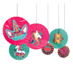 Abanicos Unicornio x 6
