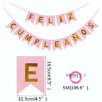 Guirnalda Banderín "Feliz Cumpleaños" Rosado Dorado