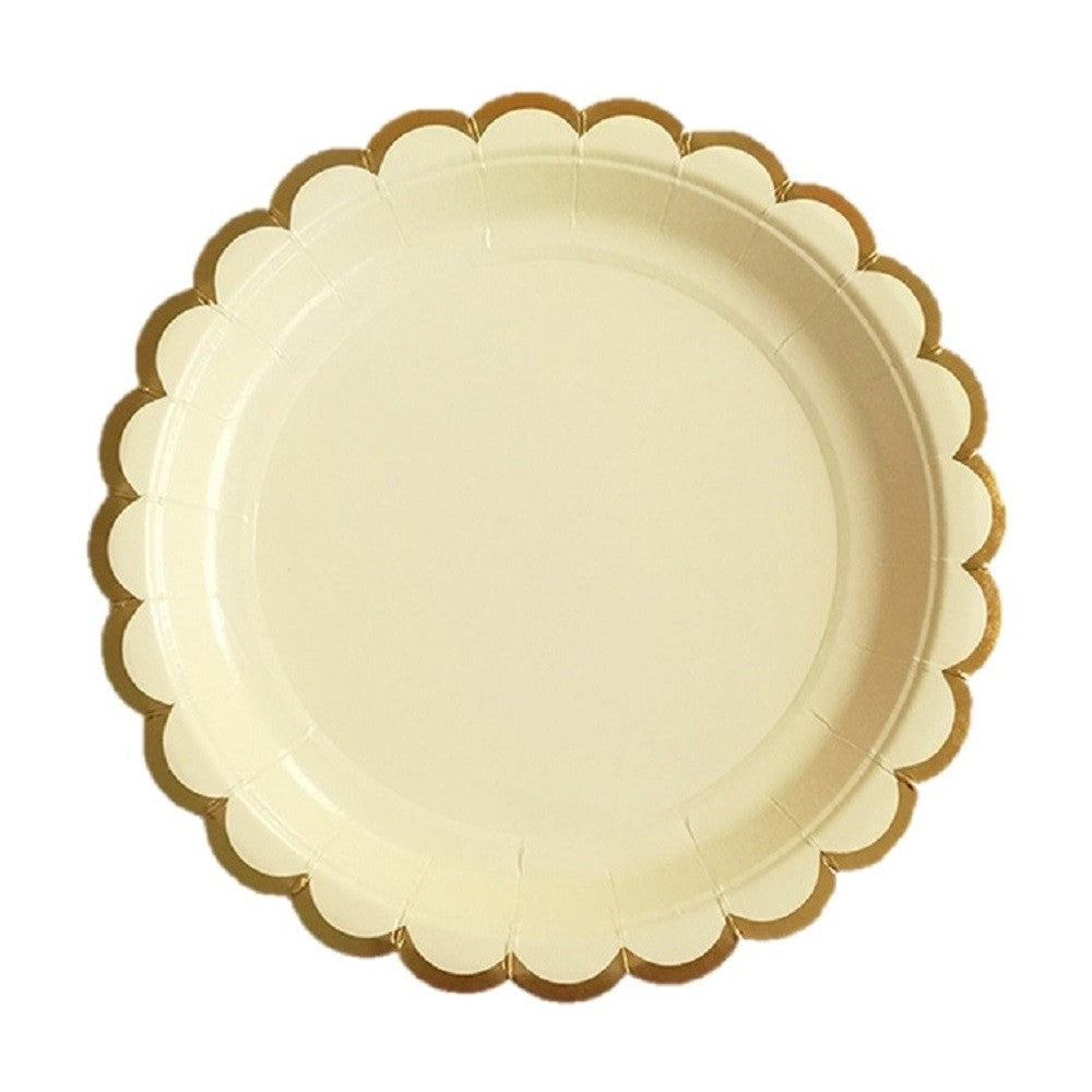 Plato Pastel Bordes Dorados 18 cm