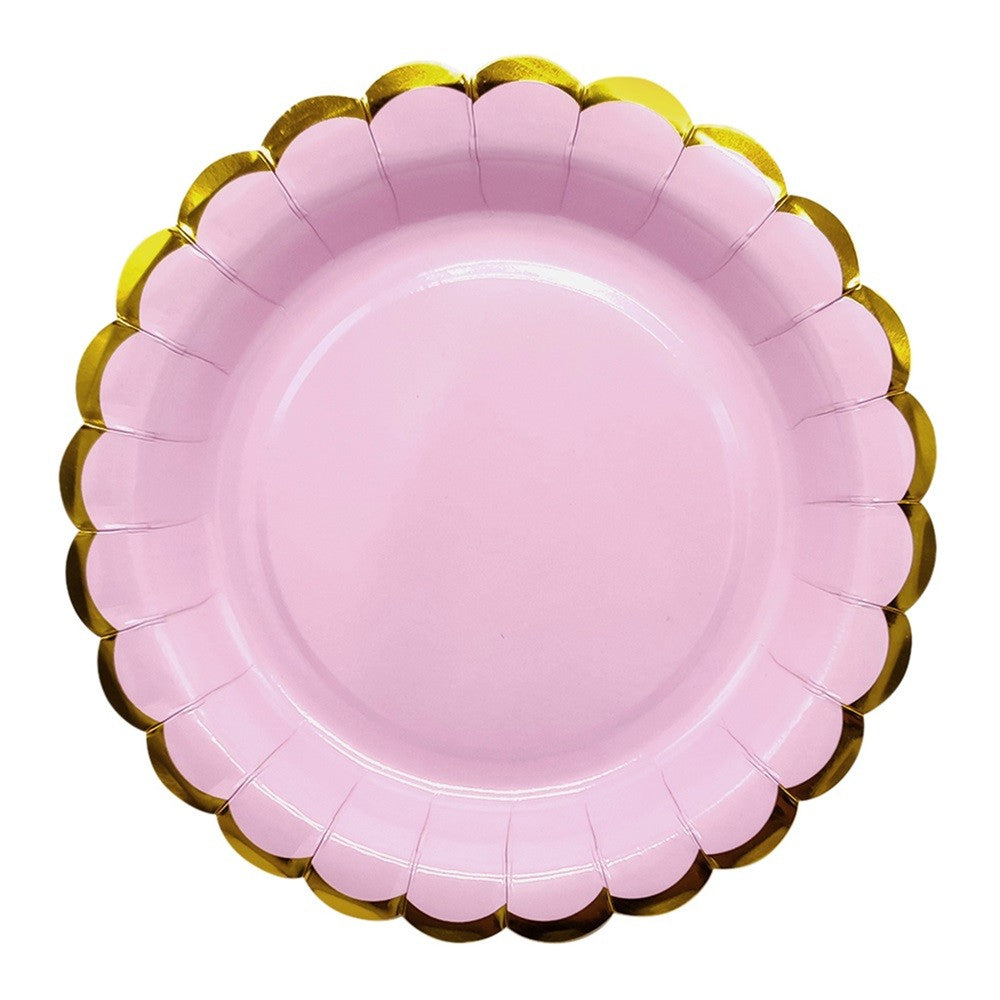Plato Pastel Bordes Dorados 18 cm