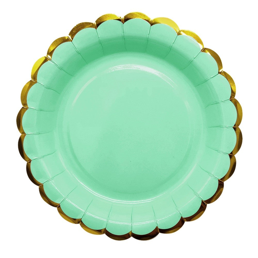 Plato Pastel Bordes Dorados 18 cm