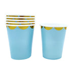 Vasos Pastel Bordes Dorados x 6