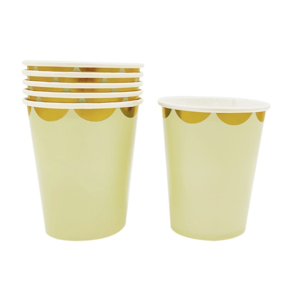 Vasos Pastel Bordes Dorados x 6
