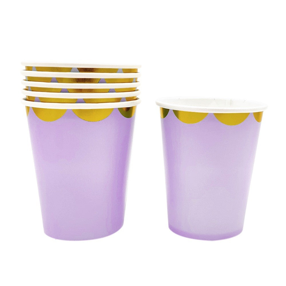 Vasos Pastel Bordes Dorados x 6