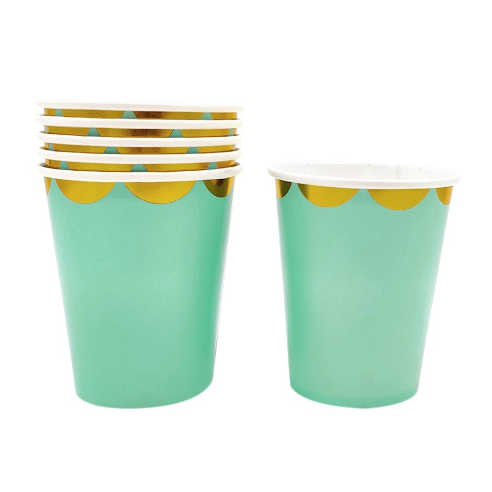 Vasos Pastel Bordes Dorados x 6