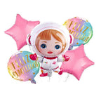 Set 5 Globos Metálicos Astronauta Girl Feliz Cumpleaños | Cotillón Activarte