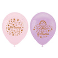 Globos Látex Mi Bautizo Lila Rosado x 12