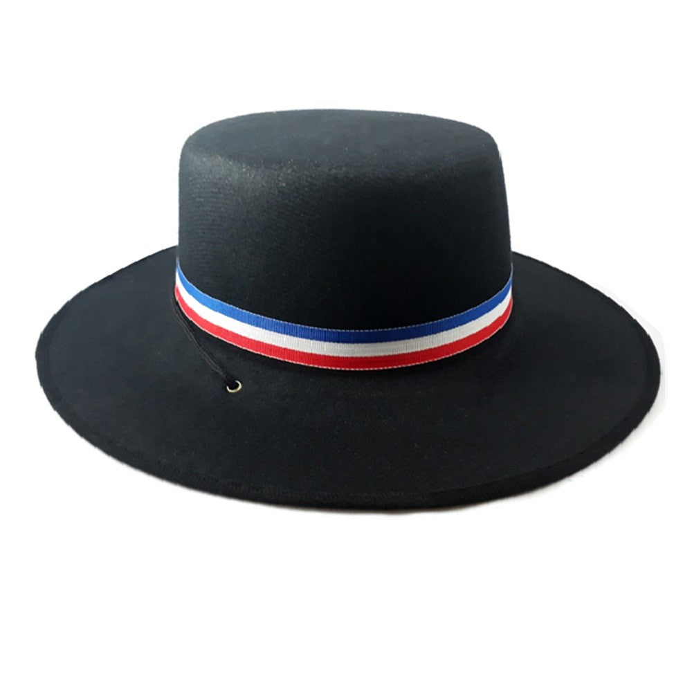 Sombrero Huaso Adulto Negro con Cinta Tricolor