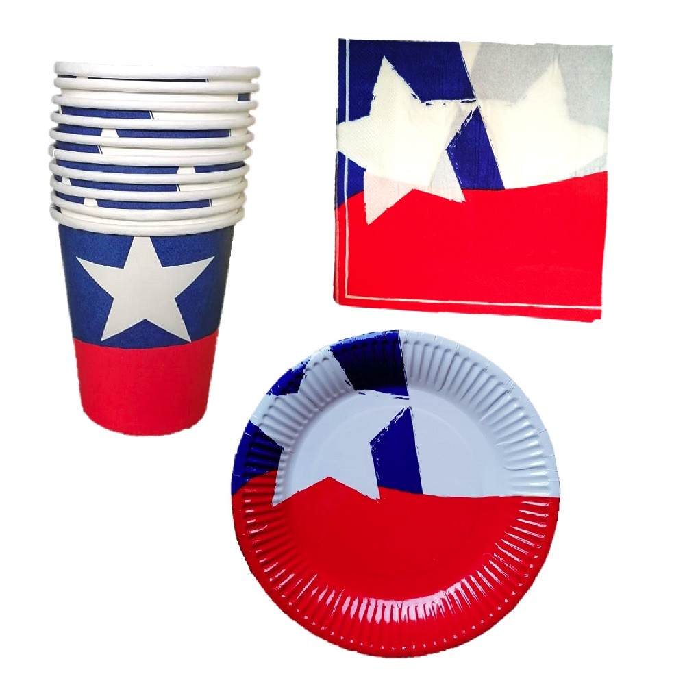 Set Vasos y Platos Chile x 10