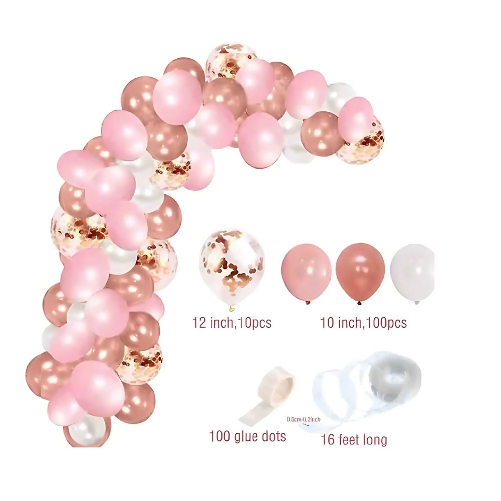 Arco Orgánico de Globos Rosado Rose Gold 110 Globos | Kit Completo
