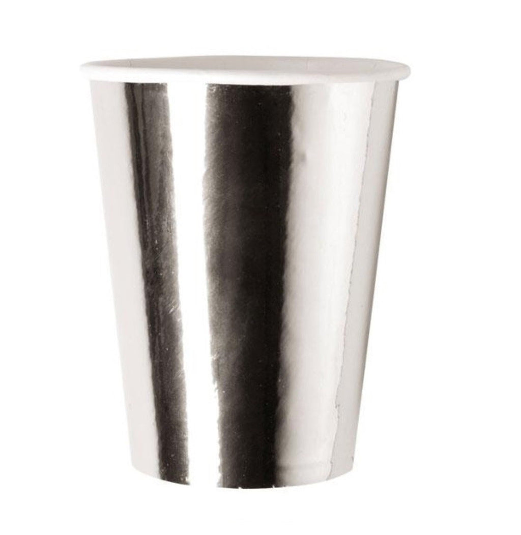 Vaso Polipapel Metalizado Plateado 300 ml x 6