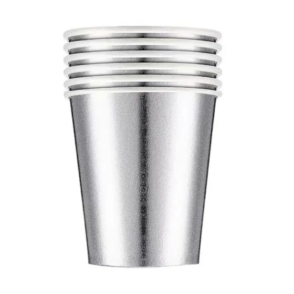 Vaso Polipapel Metalizado Plateado 300 ml x 6