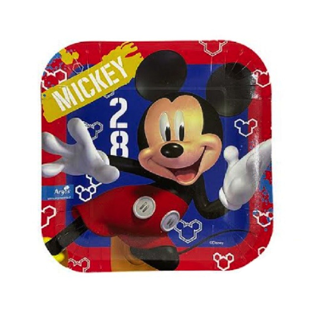 Plato Cuadrado Mickey Mouse x 6
