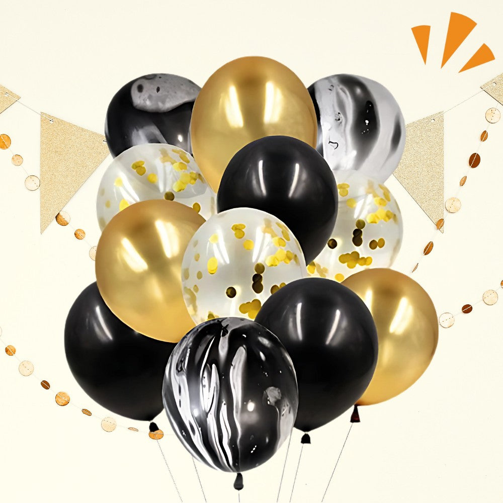 Globo Combi Agata Negro Dorado x 12