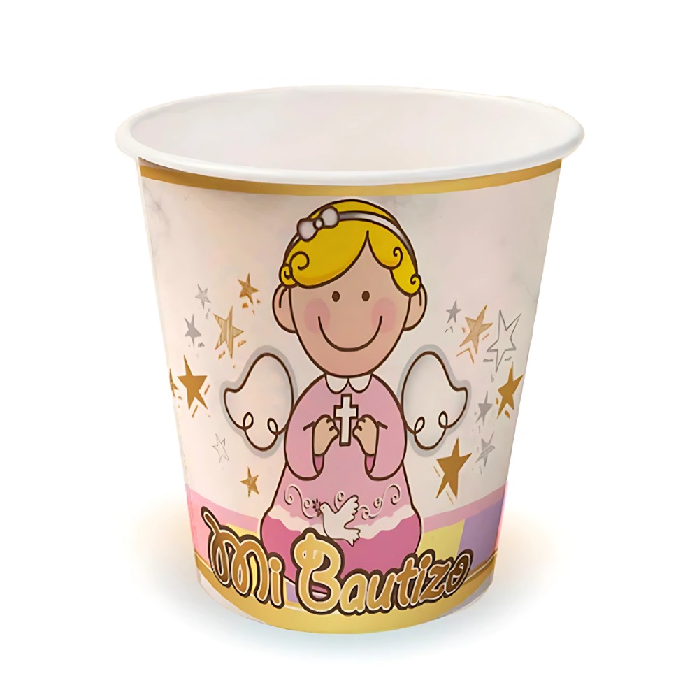 Vasos Mi Bautizo Rosado x 6