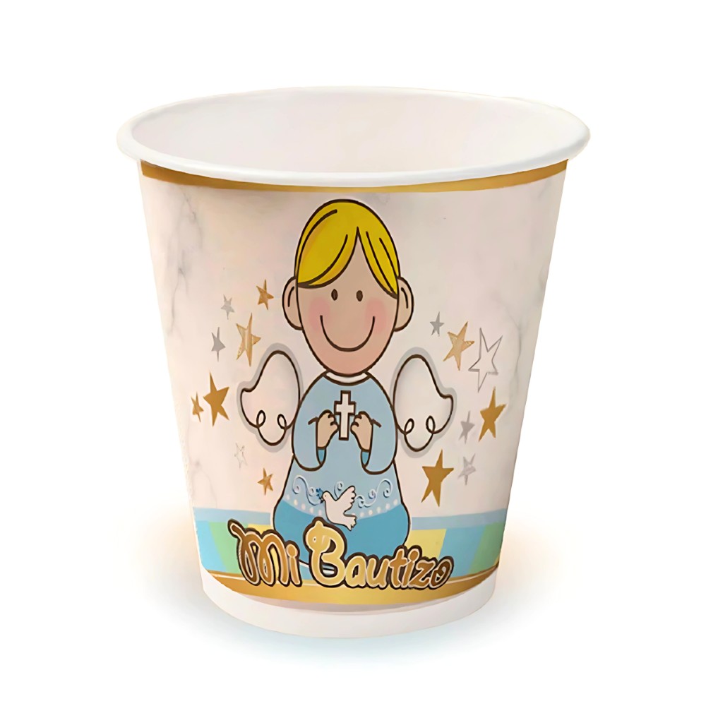 Vasos Mi Bautizo Celeste x 6