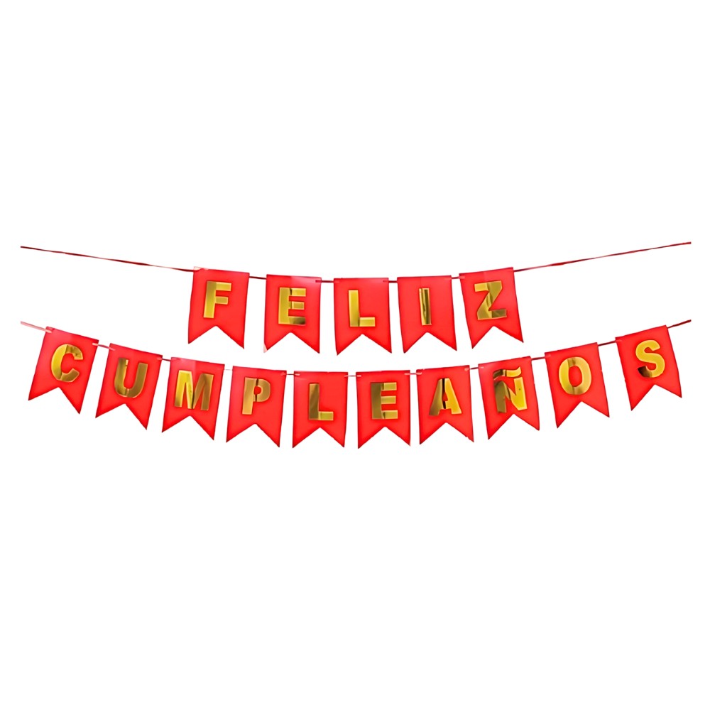 Guirnalda Banderín "Feliz Cumpleaños" Rojo