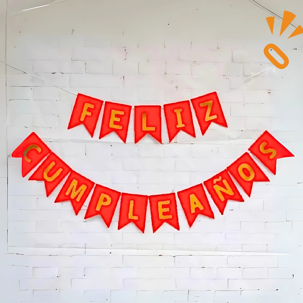 Guirnalda Banderín "Feliz Cumpleaños" Rojo