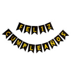 Guirnalda Banderín "Feliz Cumpleaños" Negro Dorado