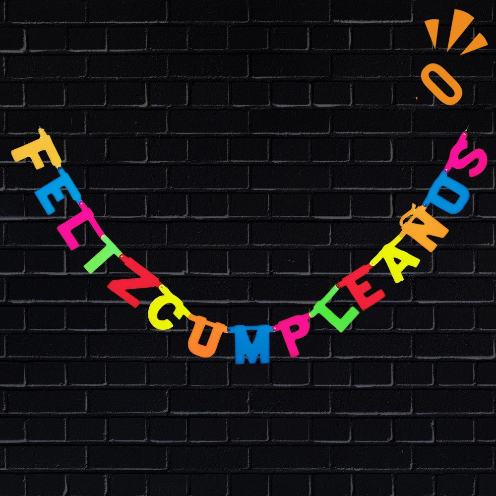 Guirnalda Feliz Cumpleaños Neón Flúor