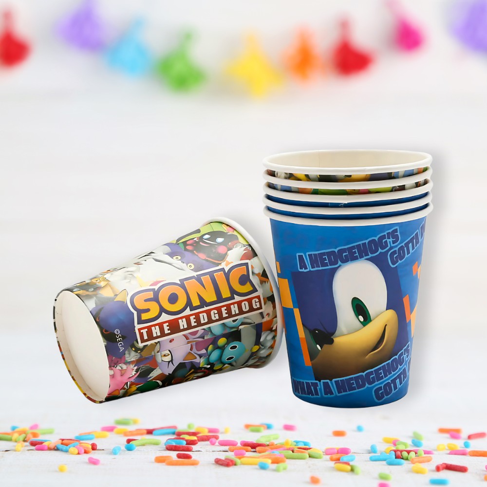 Vasos Cumpleaños Sonic x 6