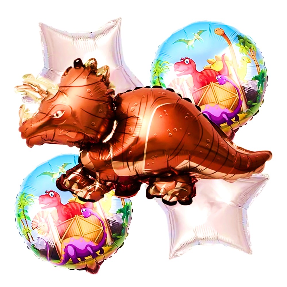 Set Globos Metálico Dinosaurio Triceratops