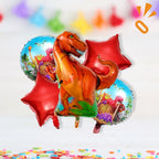 Set Globo Metálico Dinosaurio Trex x 5