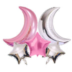 Set Globos Estrella Luna Rosado