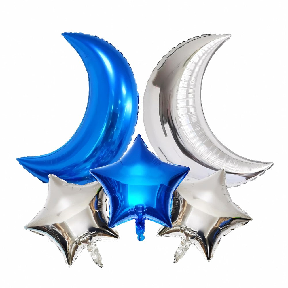 Set Globos Estrella Luna Azul